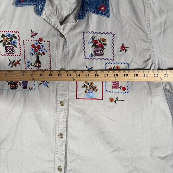 Bobbie Brooks Woman Shirt Button Up Women’s Plus Size 18W/20W Gardening Flowers - Picture 7 of 10